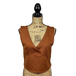 Maeve Anthropologie Embossed Pattern Vest Cinnamon